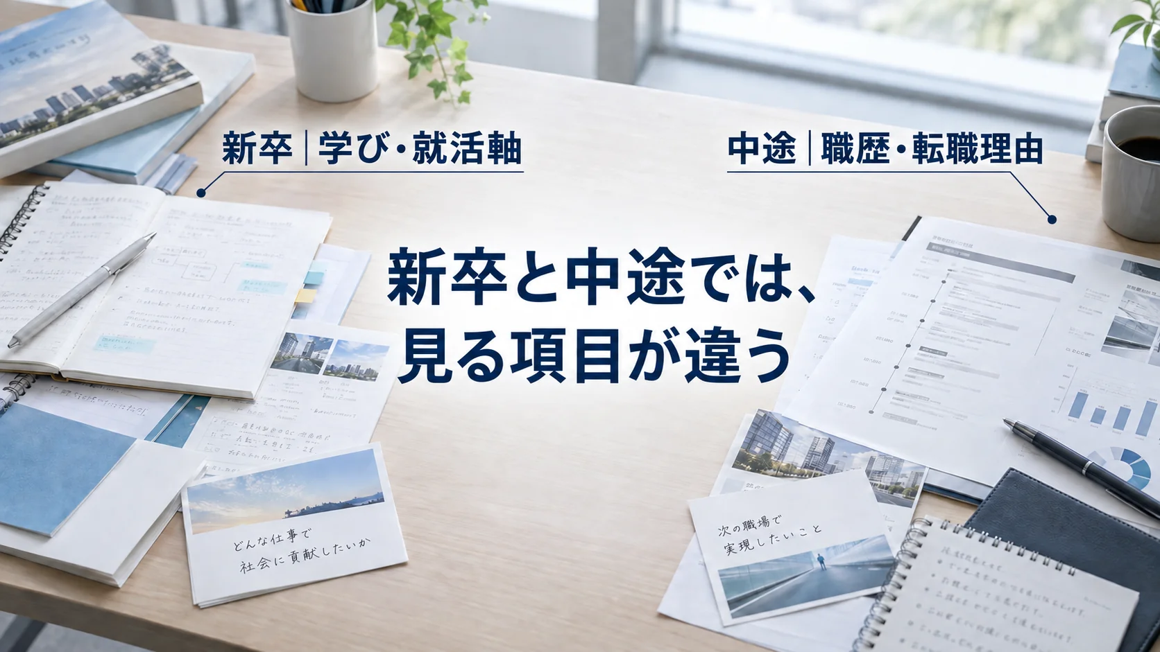 新卒採用では学びや就職軸、中途採用では職歴や転職理由を重視する採用ペルソナの違い